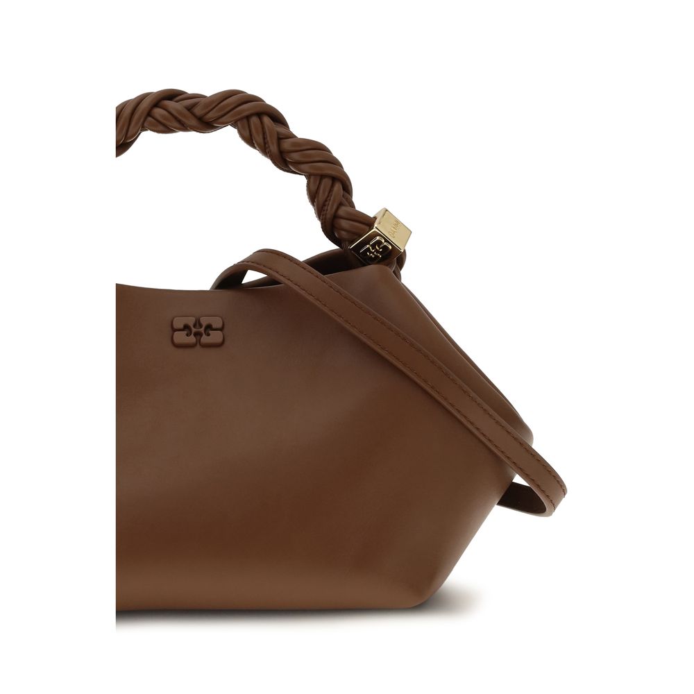 Ganni Braune Schultertasche aus recyceltem Leder