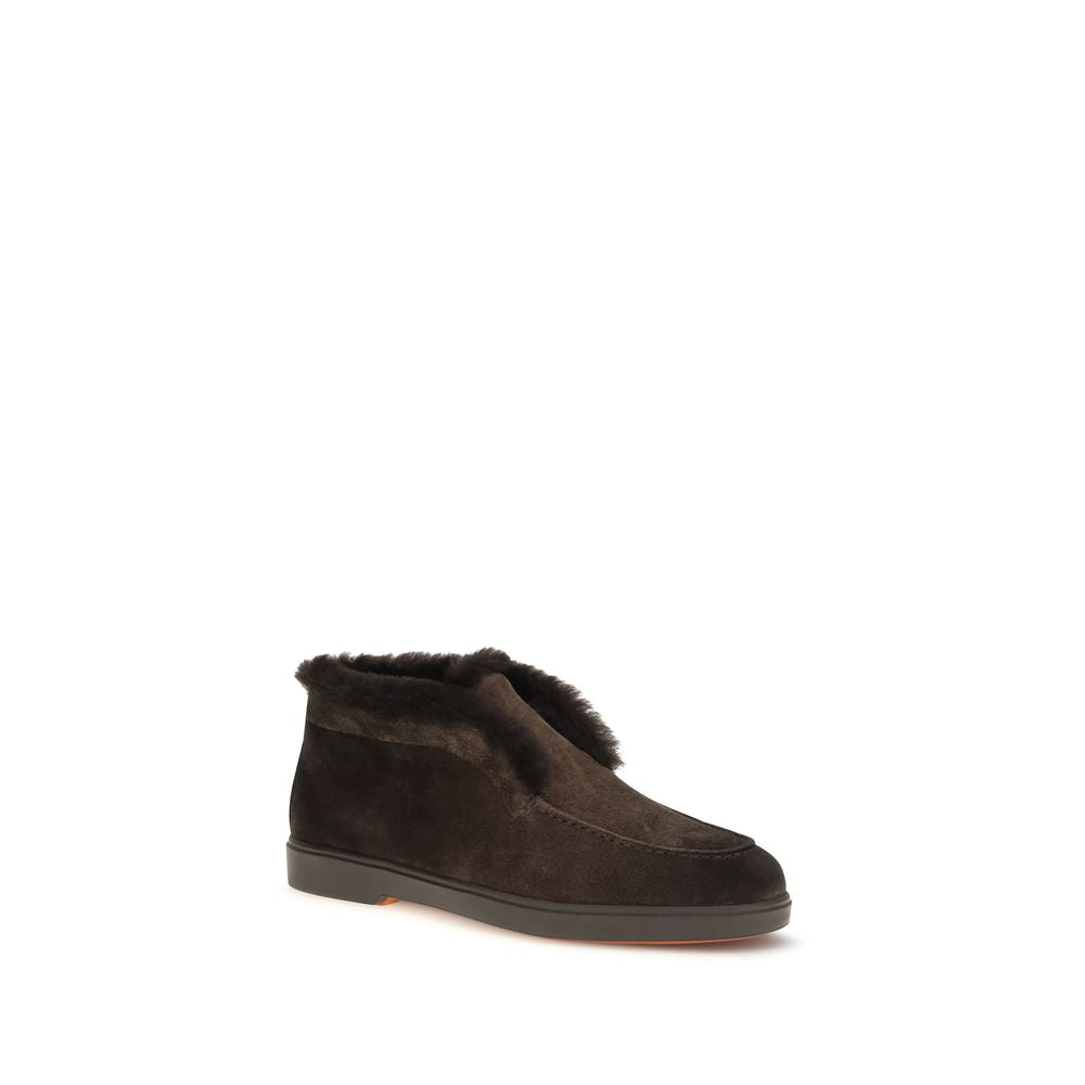 Santoni Braune Ankle Boots aus Kalbsleder Bos Taurus