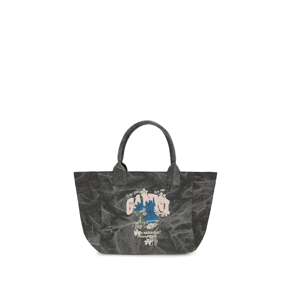 Ganni Graue Baumwoll-Schultertasche