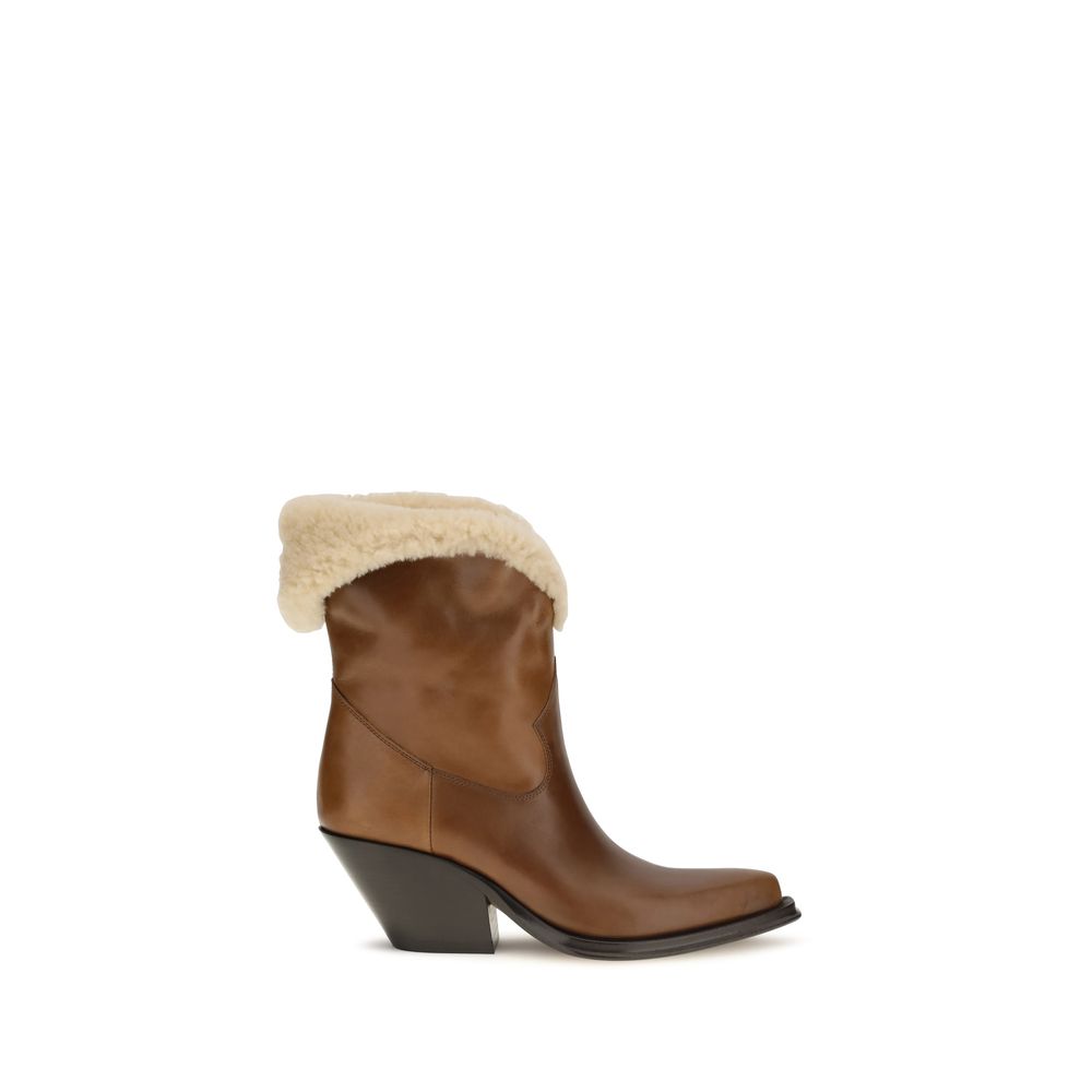 Chloé Braune Ankle Boots aus Kalbsleder Bos Taurus