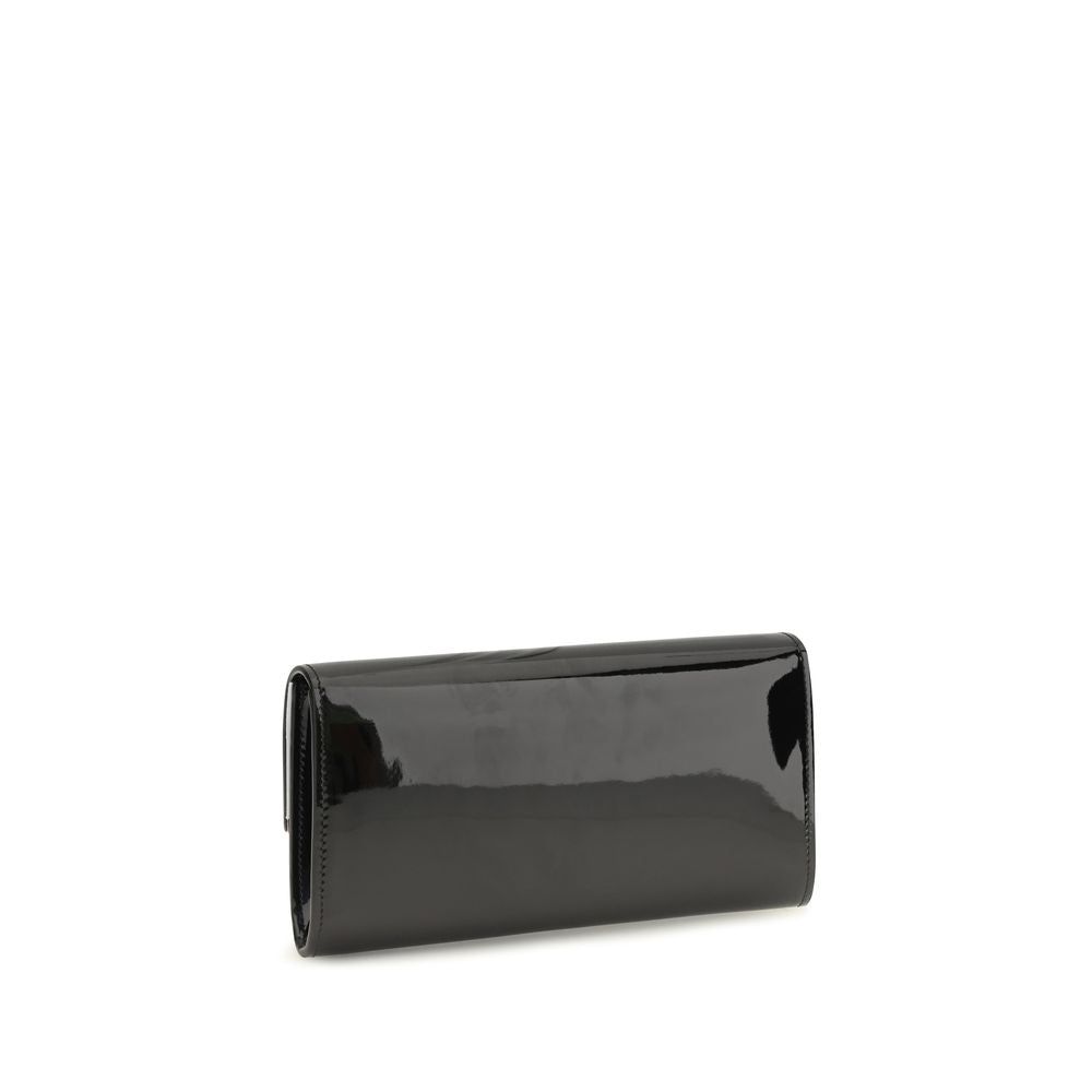 Jimmy Choo Schwarzes Kalbsleder Bos Taurus Portemonnaie