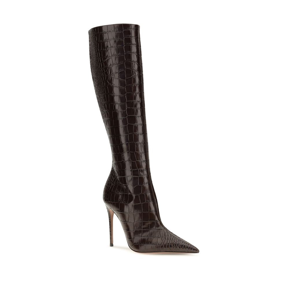 Paris Texas Braune Kalbsleder Bos Taurus High Heel Stiefel