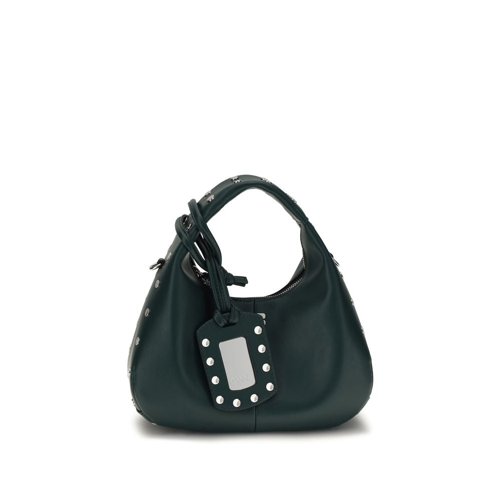 Ganni Schultertasche aus recyceltem Bicolor-Leder