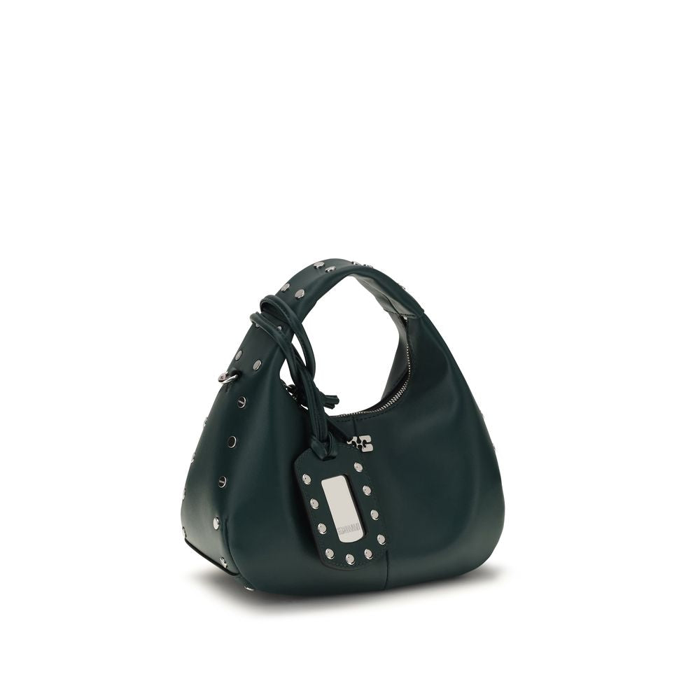 Ganni Schultertasche aus recyceltem Bicolor-Leder