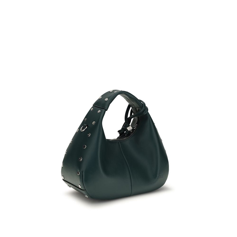 Ganni Schultertasche aus recyceltem Bicolor-Leder