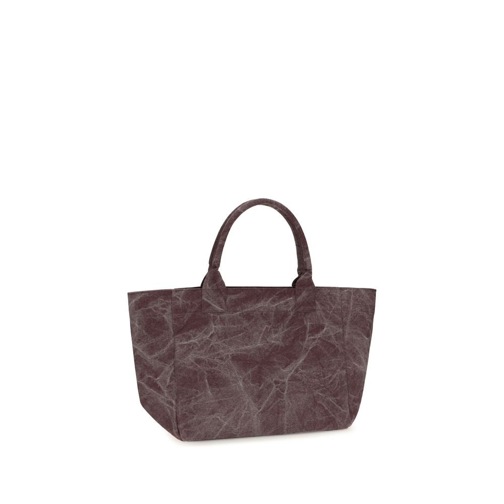 Ganni Schultertasche aus bordeauxfarbener Baumwolle