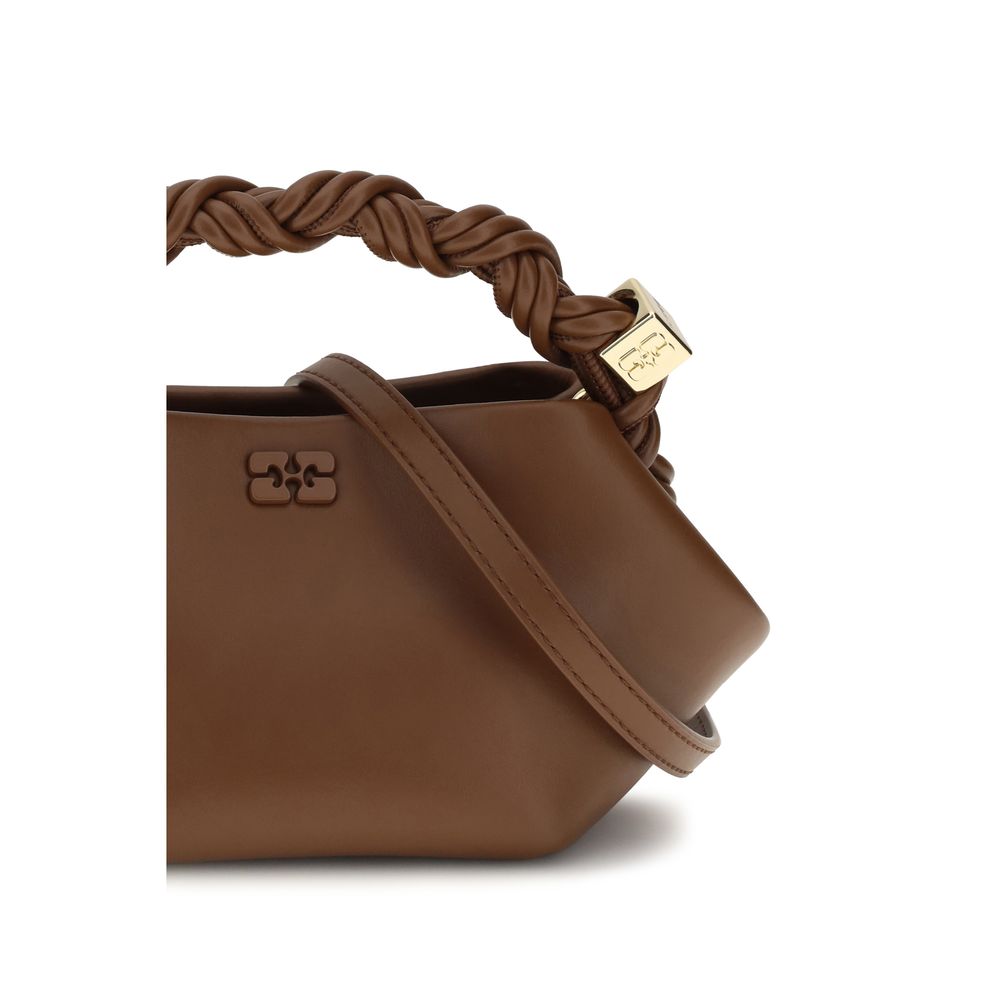 Ganni Braune Schultertasche aus recyceltem Leder