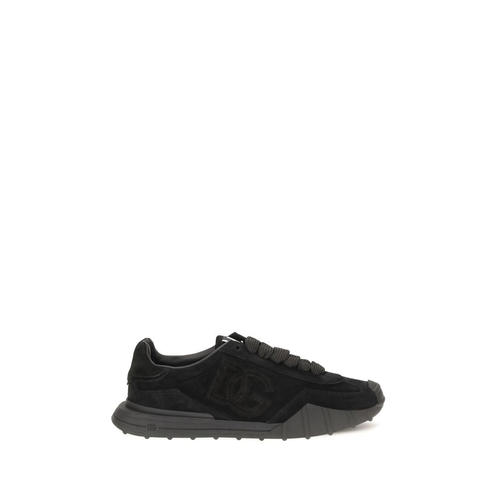 Dolce & Gabbana Schwarze Bos Taurus Kalbsleder Sneaker