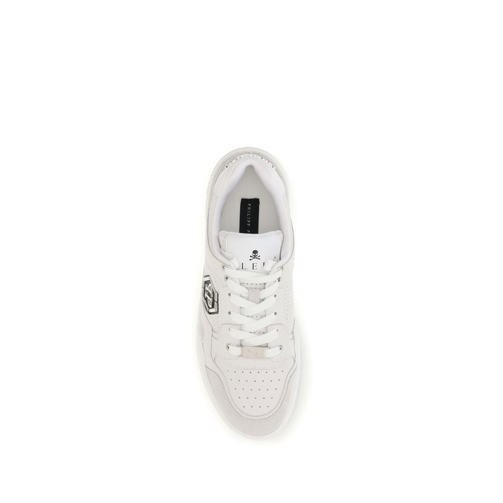 Philipp Plein Weiße Low-Top-Sneaker aus Polyester