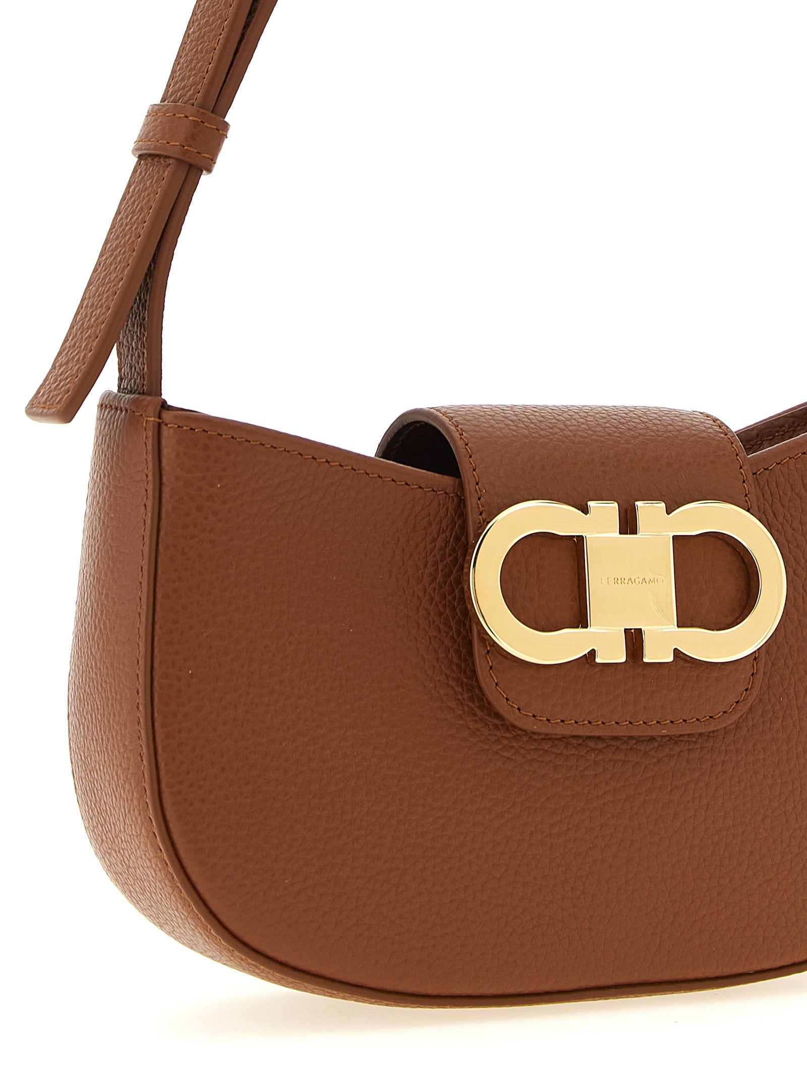 Ferragamo Braunes Kalbsleder Damen Crossbody Tasche