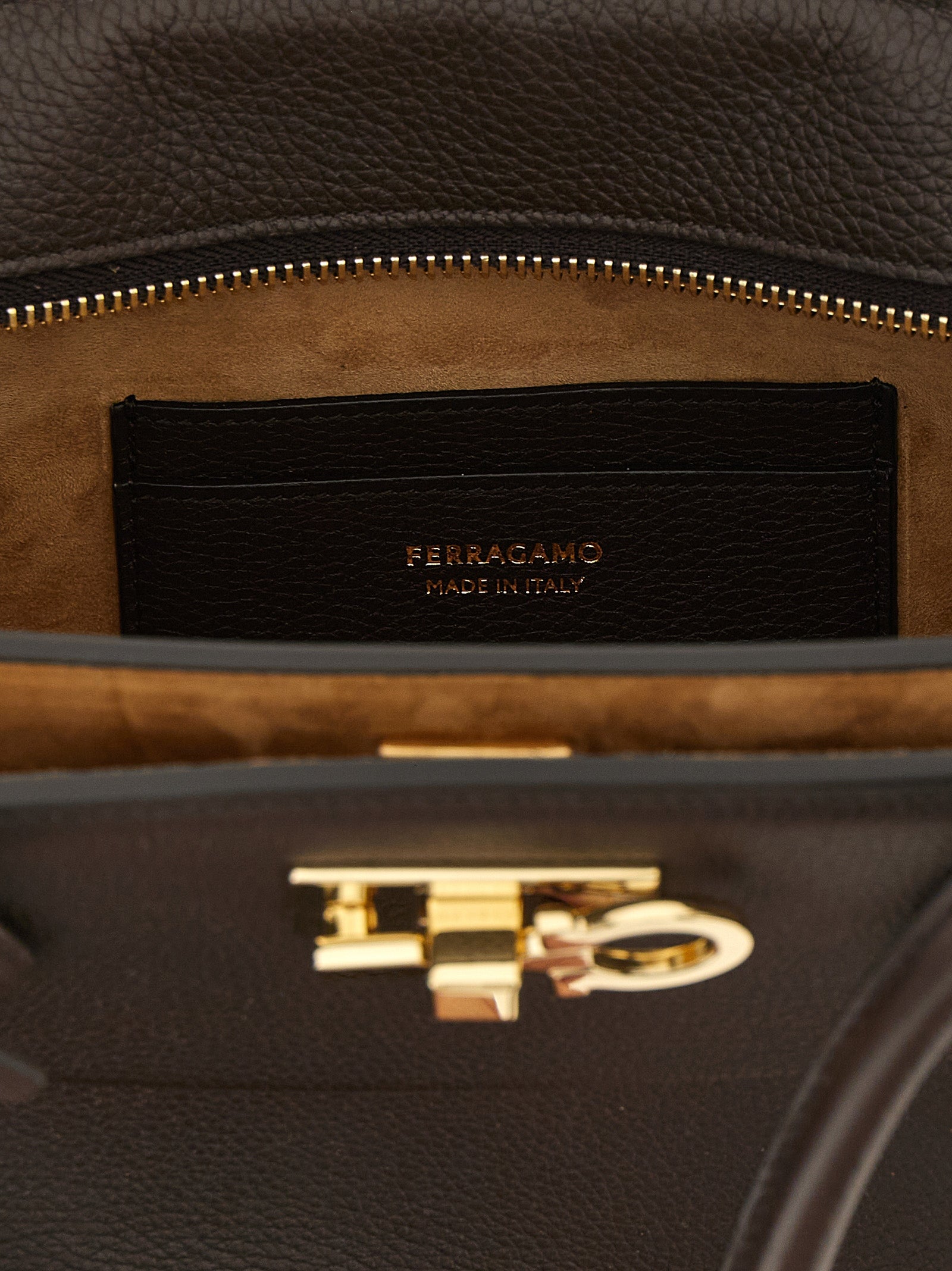 Ferragamo Braunes Kalbsleder Damen Crossbody Tasche