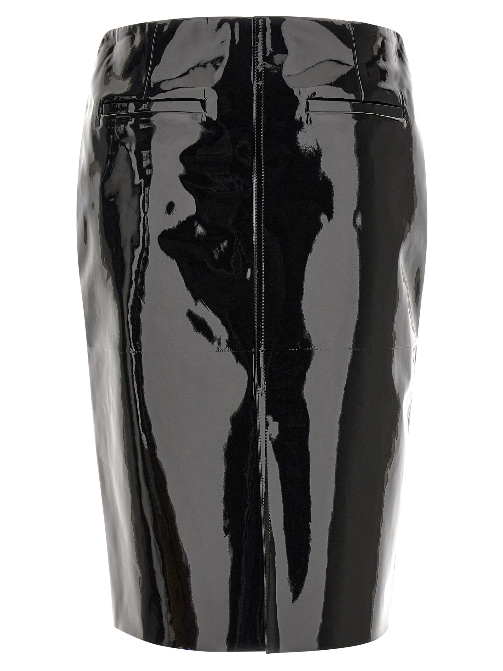 Ferragamo Schwarzer Midi-Rock aus Lammleder