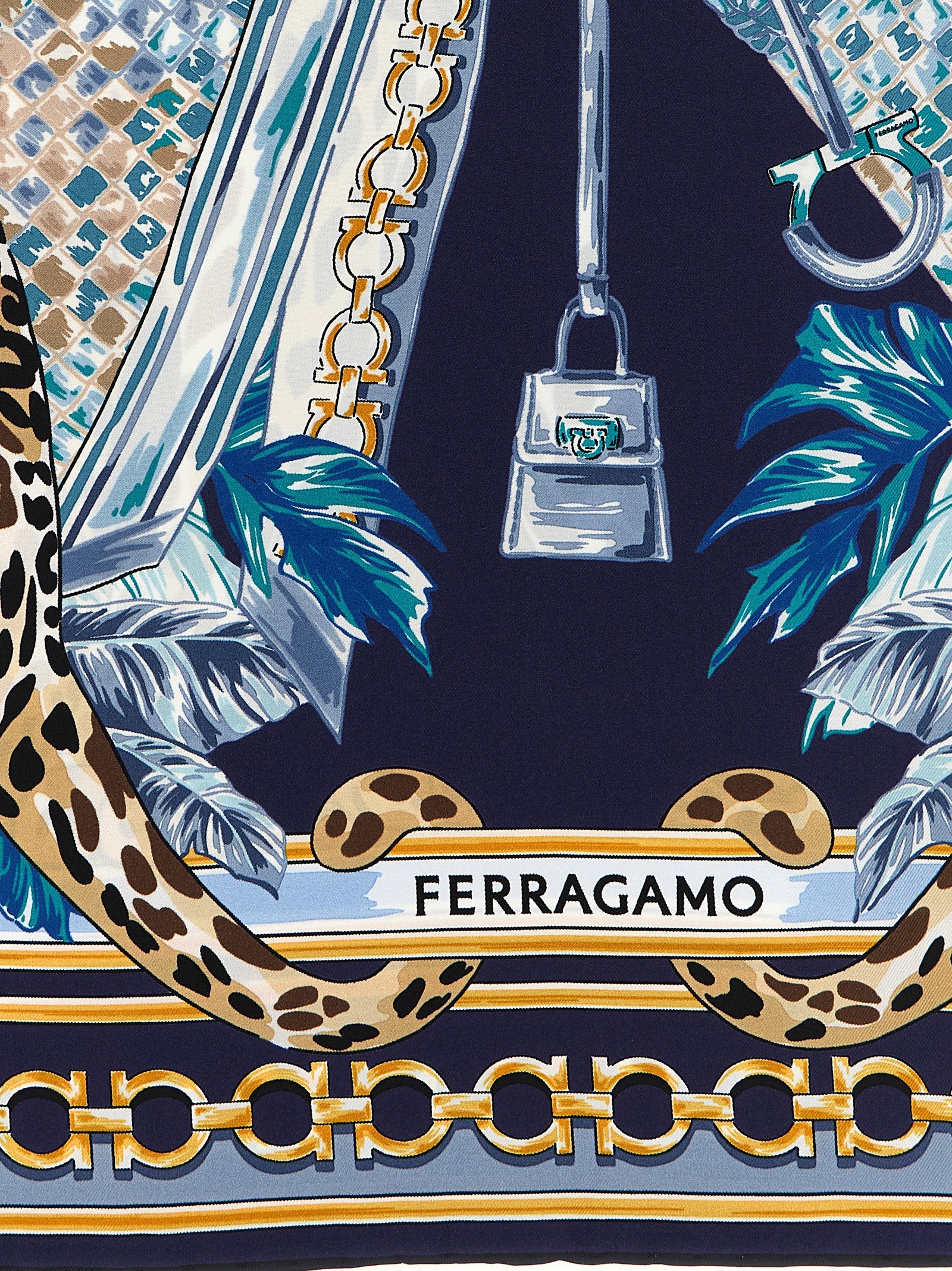 Ferragamo Blaues Seidentuch
