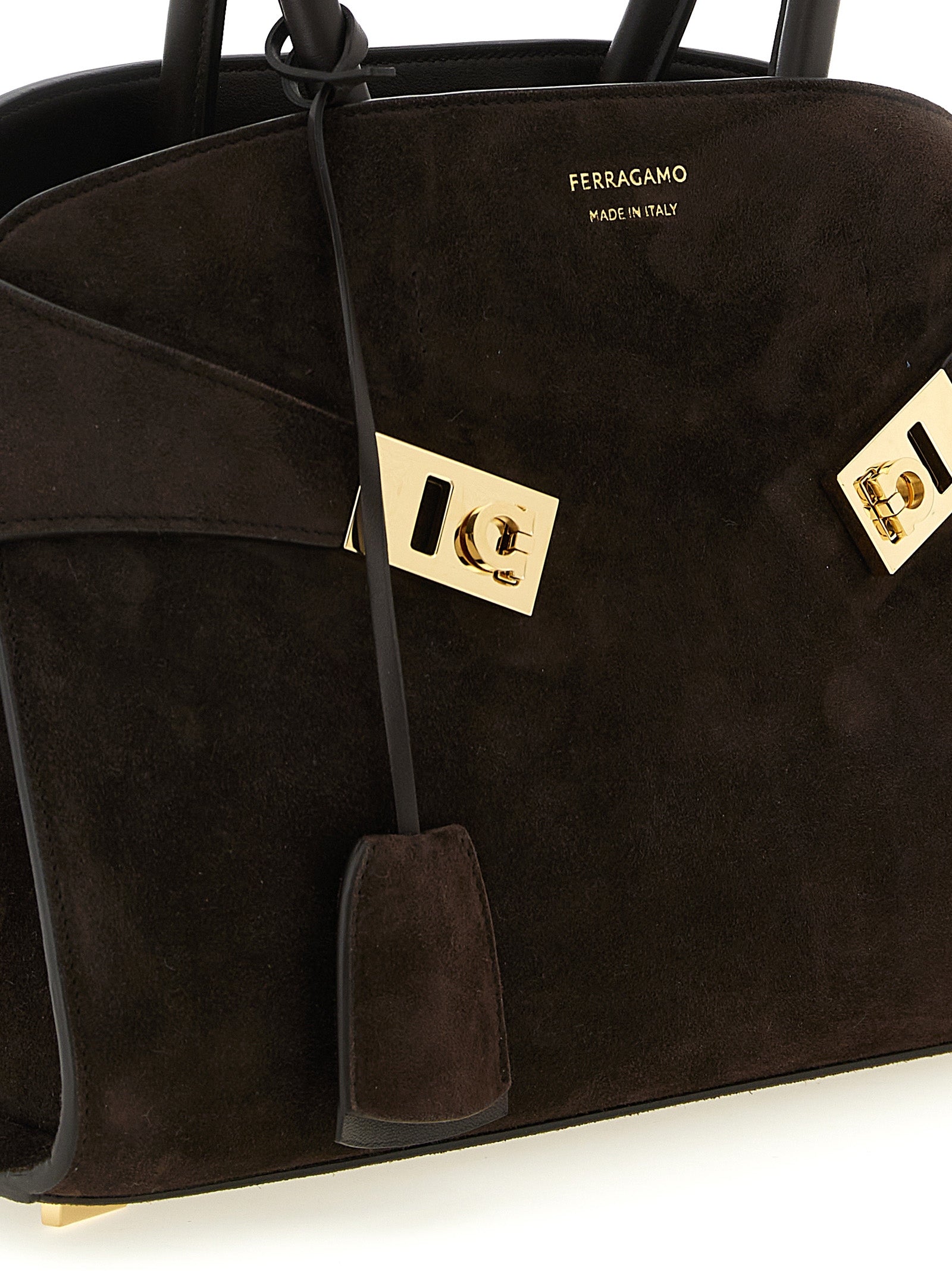 Ferragamo Braune Ziegenleder-Handtasche
