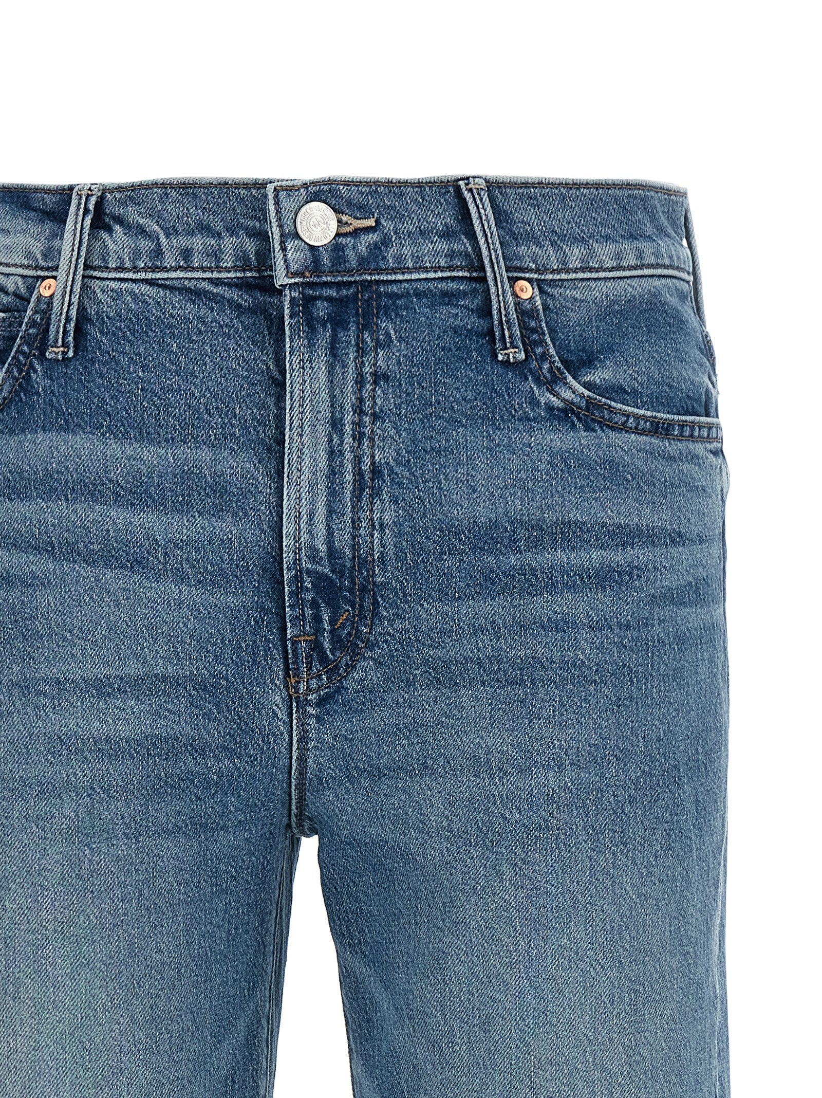 Mother Denim Blaue Jeans aus Baumwolle im geraden Schnitt