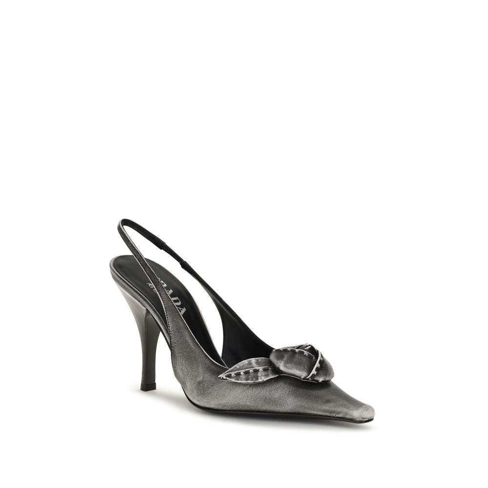 Prada Graue Ziegenleder-Pumps mit hohem Absatz