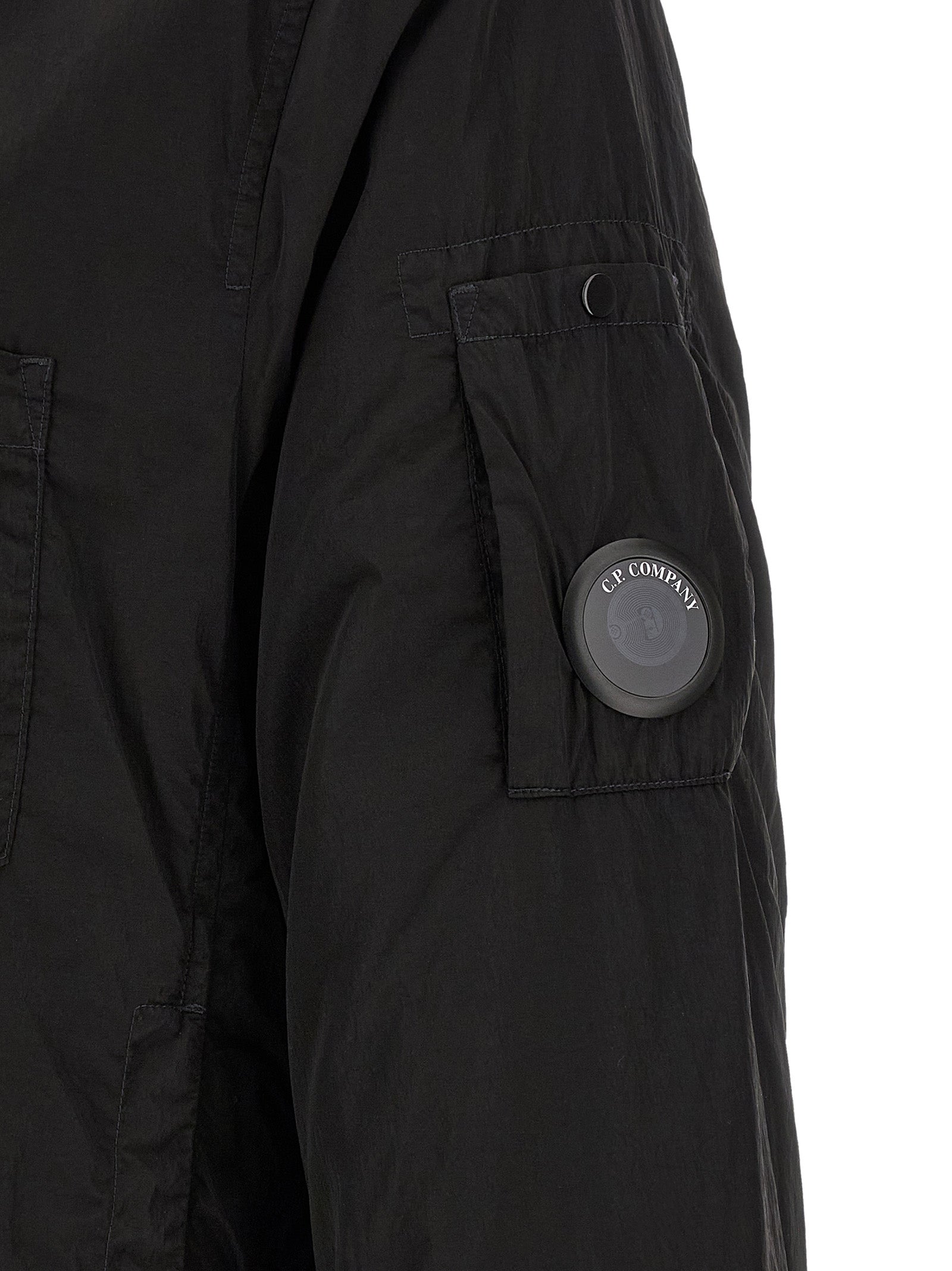 C.P. Company Schwarze Polyamid-Jacke in voller Länge