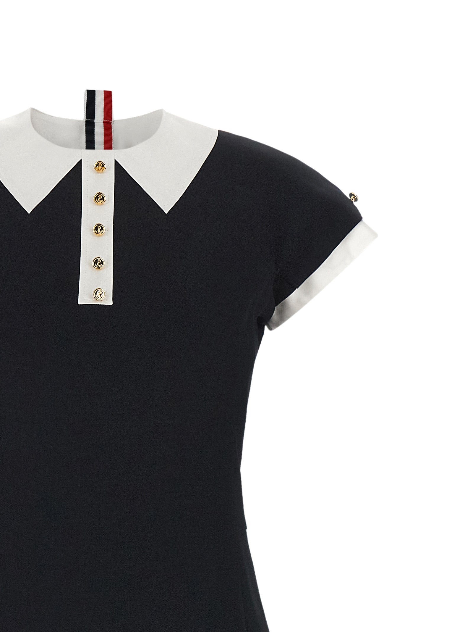 Thom Browne Blaues Kleid aus reiner Schurwolle in Midi-Länge