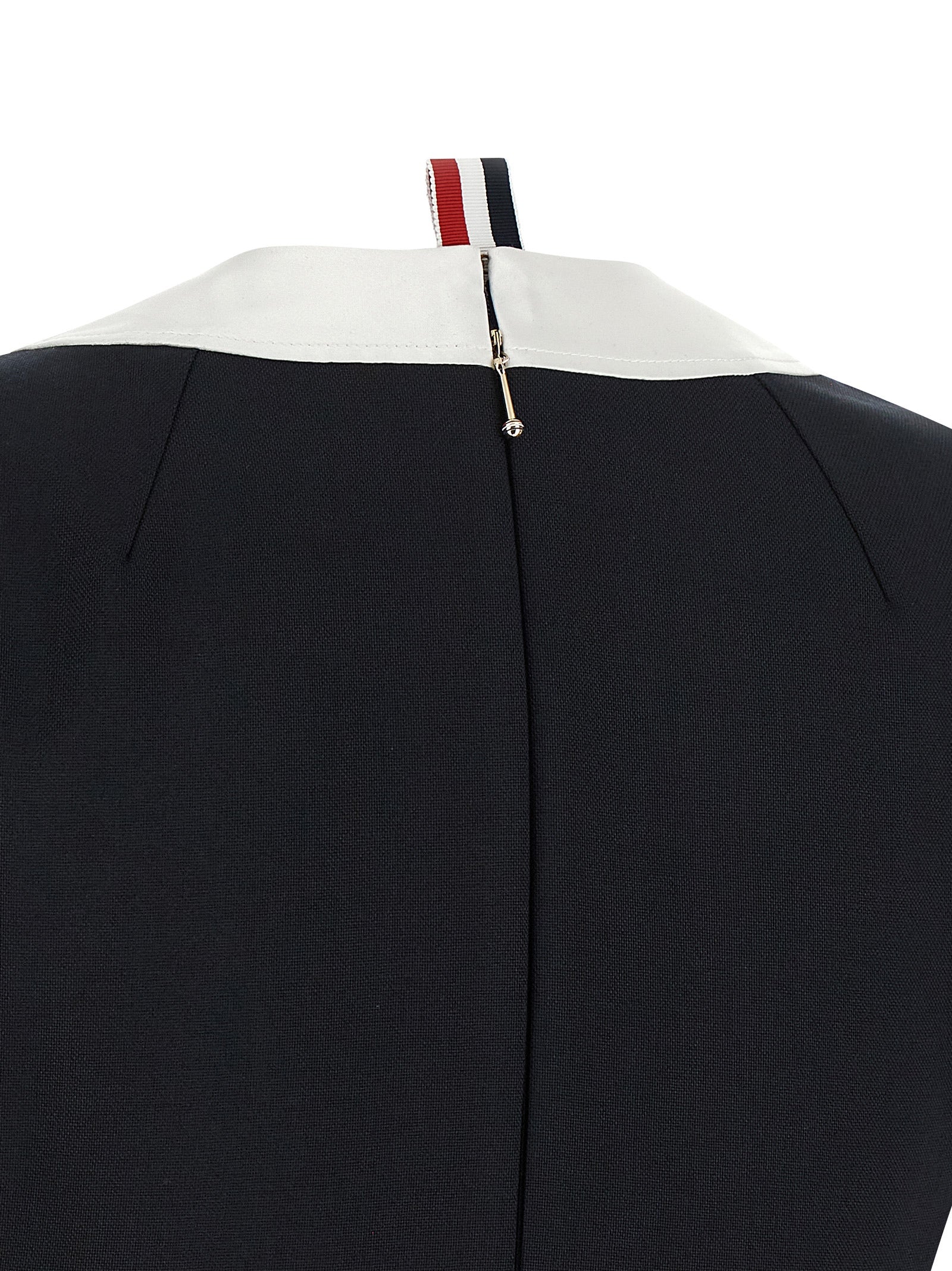 Thom Browne Blaues Kleid aus reiner Schurwolle in Midi-Länge