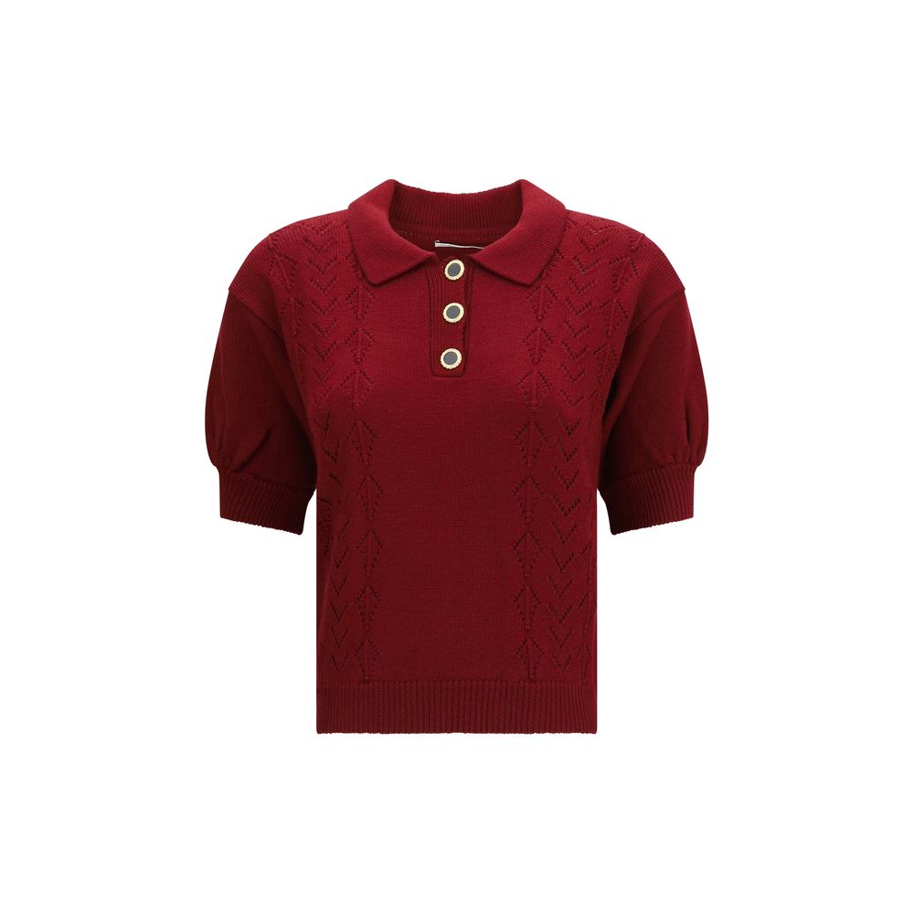 Alessandra Rich Bordeaux Wollhemd Oves Aries Kurzarm