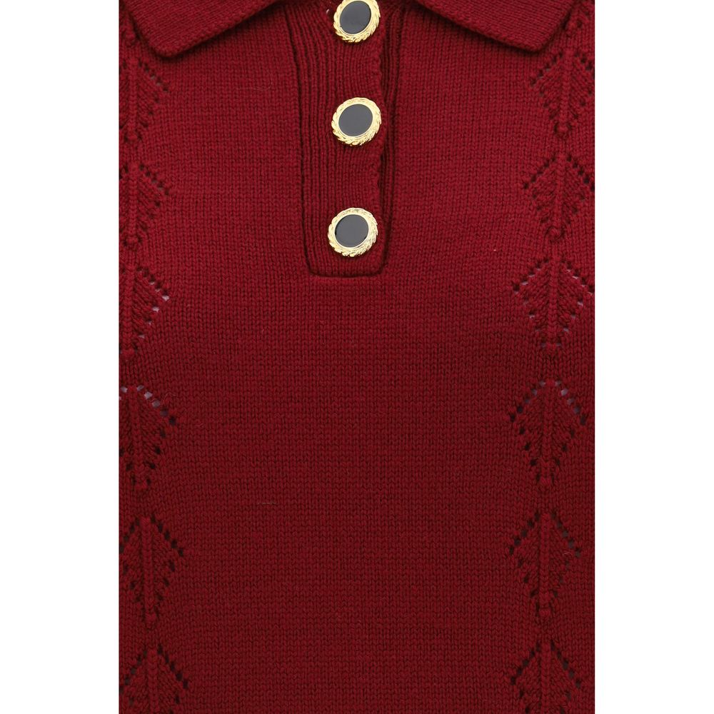 Alessandra Rich Bordeaux Wollhemd Oves Aries Kurzarm