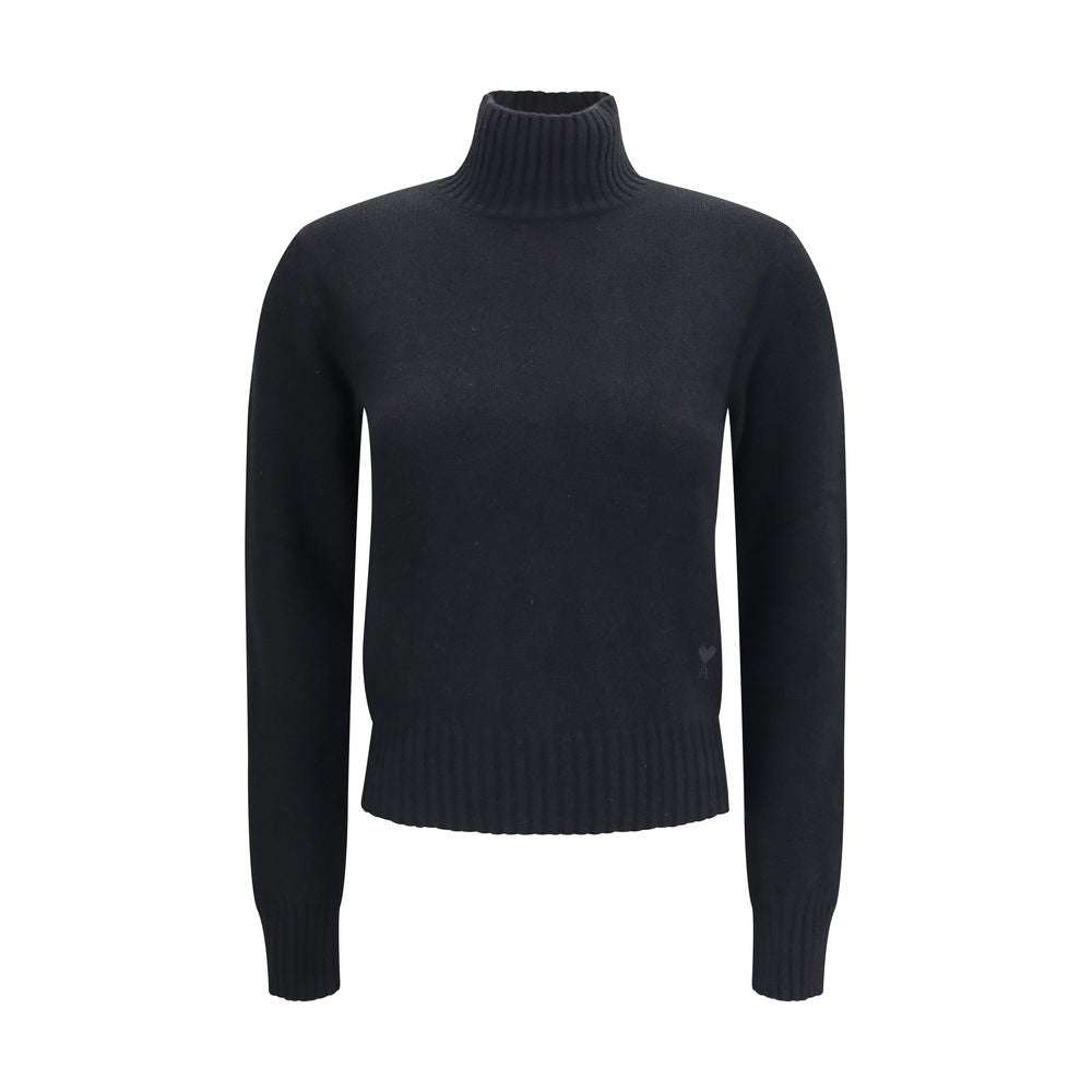 Ami Paris Italienischer Kaschmir-Luxus-Pullover Schwarz