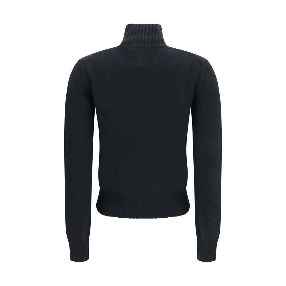 Ami Paris Italienischer Kaschmir-Luxus-Pullover Schwarz