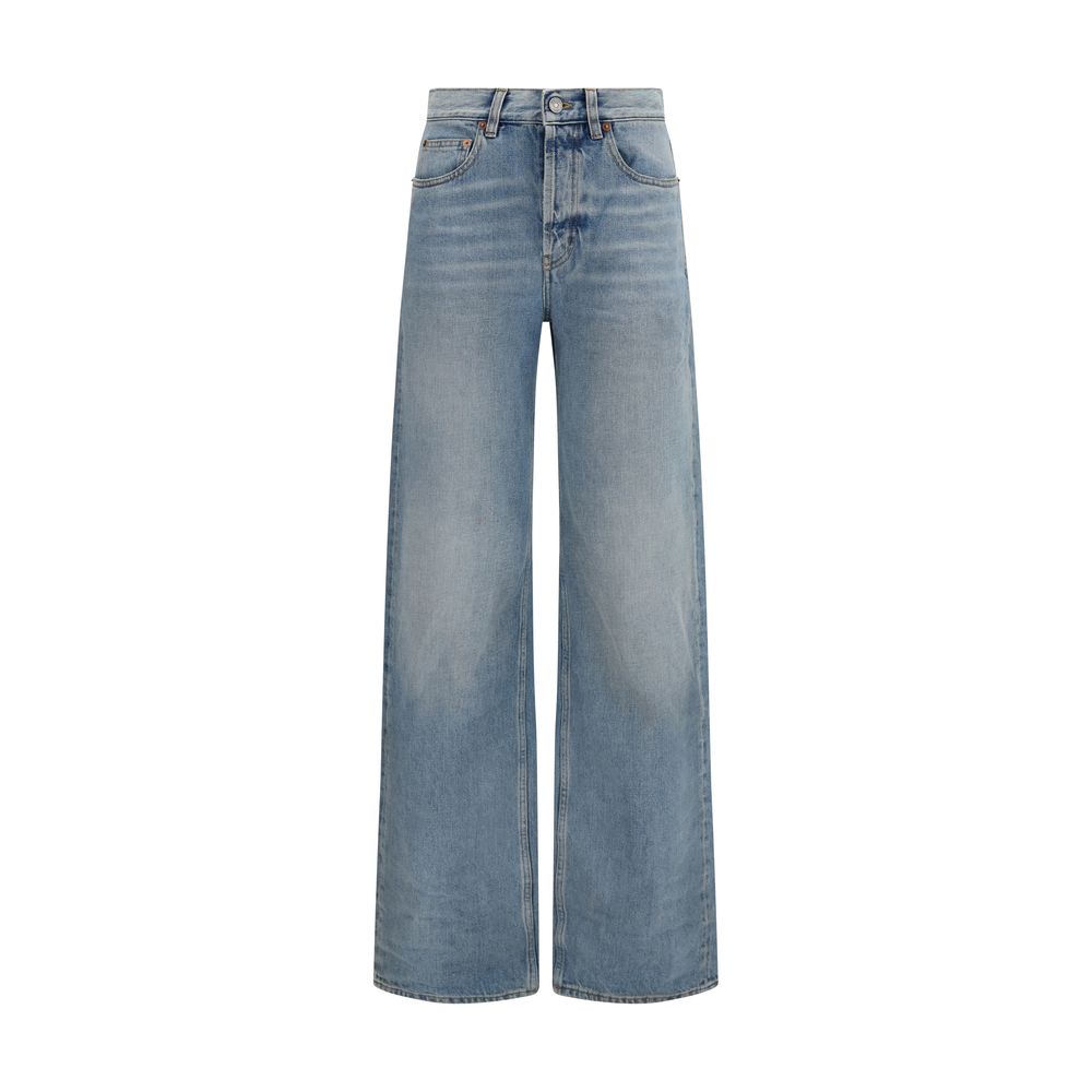 Saint Laurent Blaue High-Waist Jeans aus Baumwolle