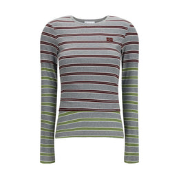 Ganni Graues Baumwoll-Langarmshirt