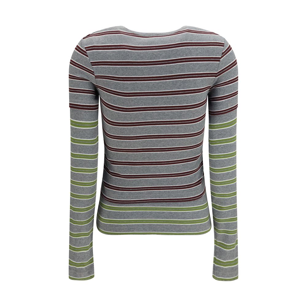 Ganni Graues Baumwoll-Langarmshirt