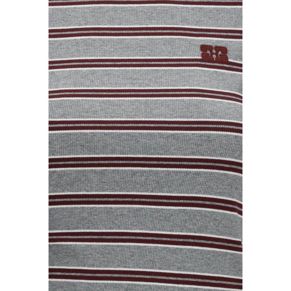 Ganni Graues Baumwoll-Langarmshirt