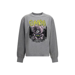 Ganni Grauer Baumwollpullover
