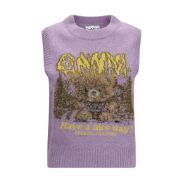 Ganni Grauer Strickpullover aus Alpaka Vicugna Pacos ohne Ärmel