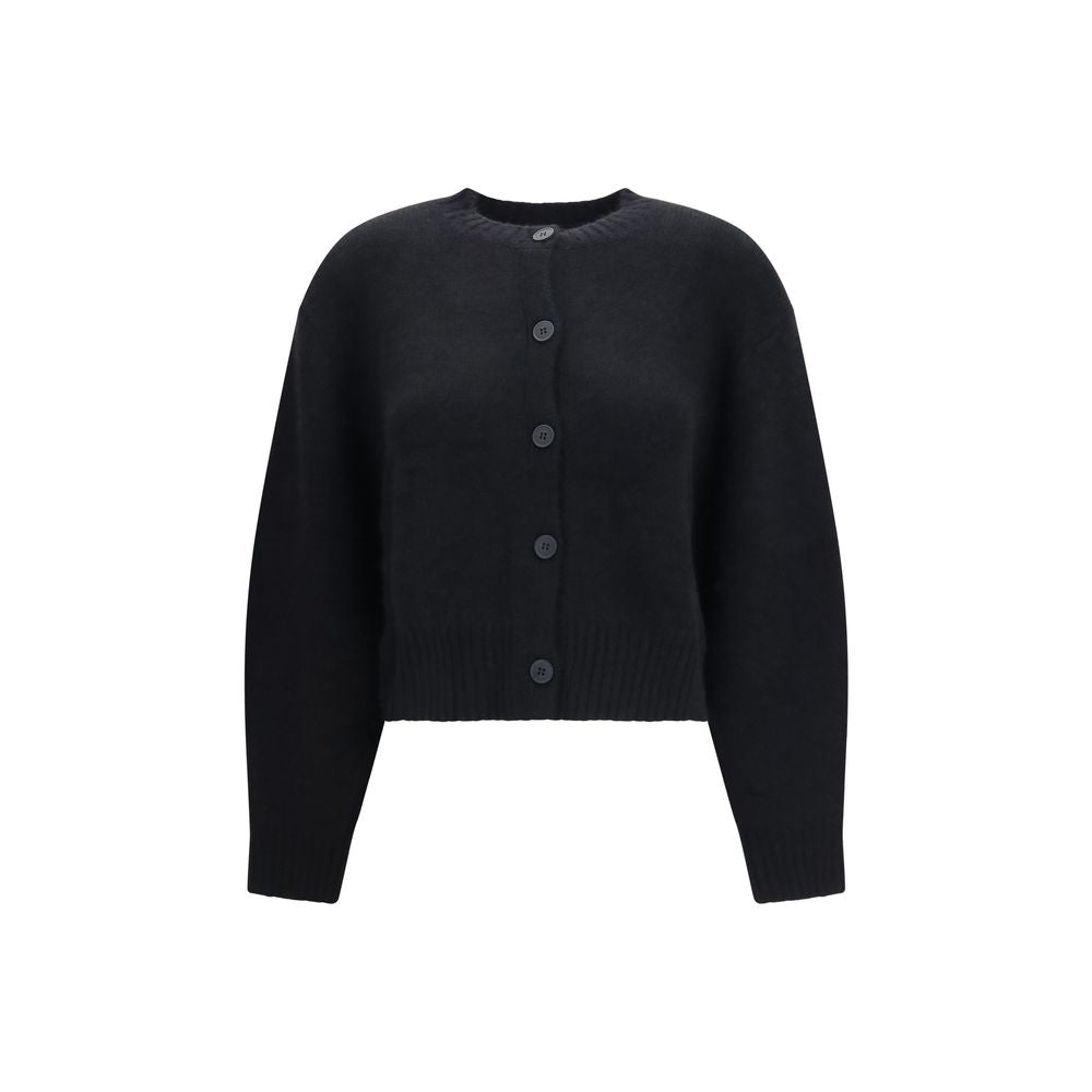 Loulou De Saison Strickjacke aus schwarzer Wolle Oves Aries