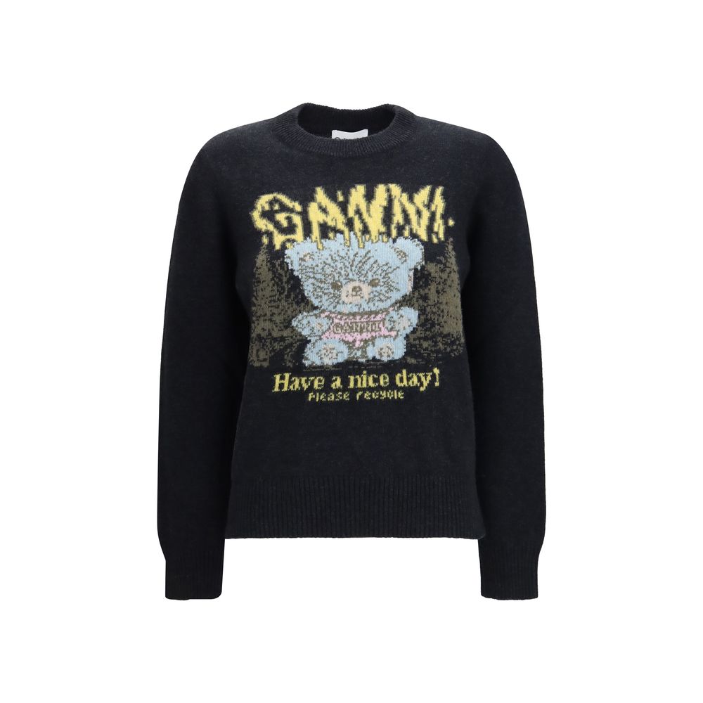 Ganni Schwarzer Pullover aus recycelter Wolle