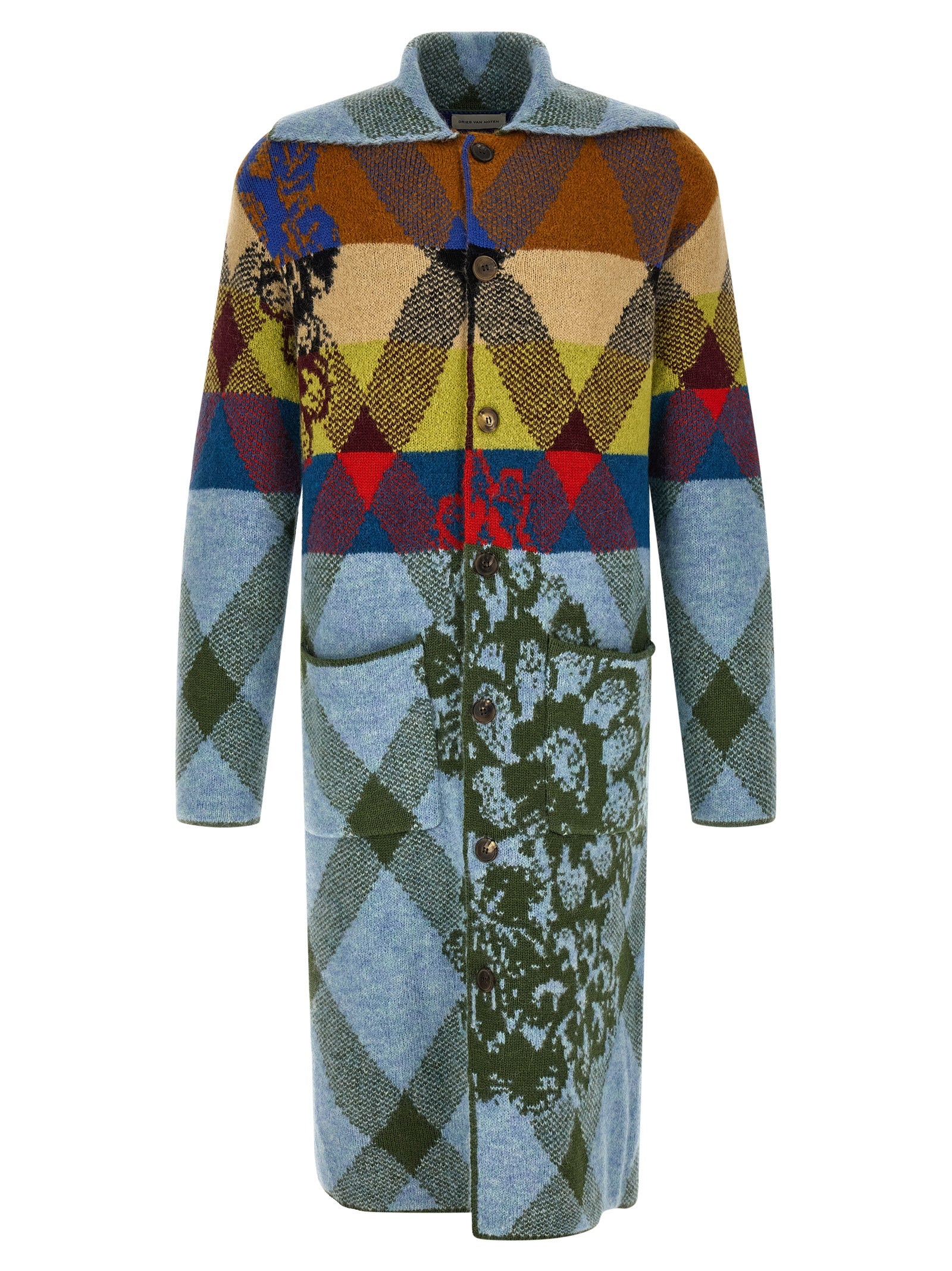 Dries Van Noten Mehrfarbige Wollstrickjacke