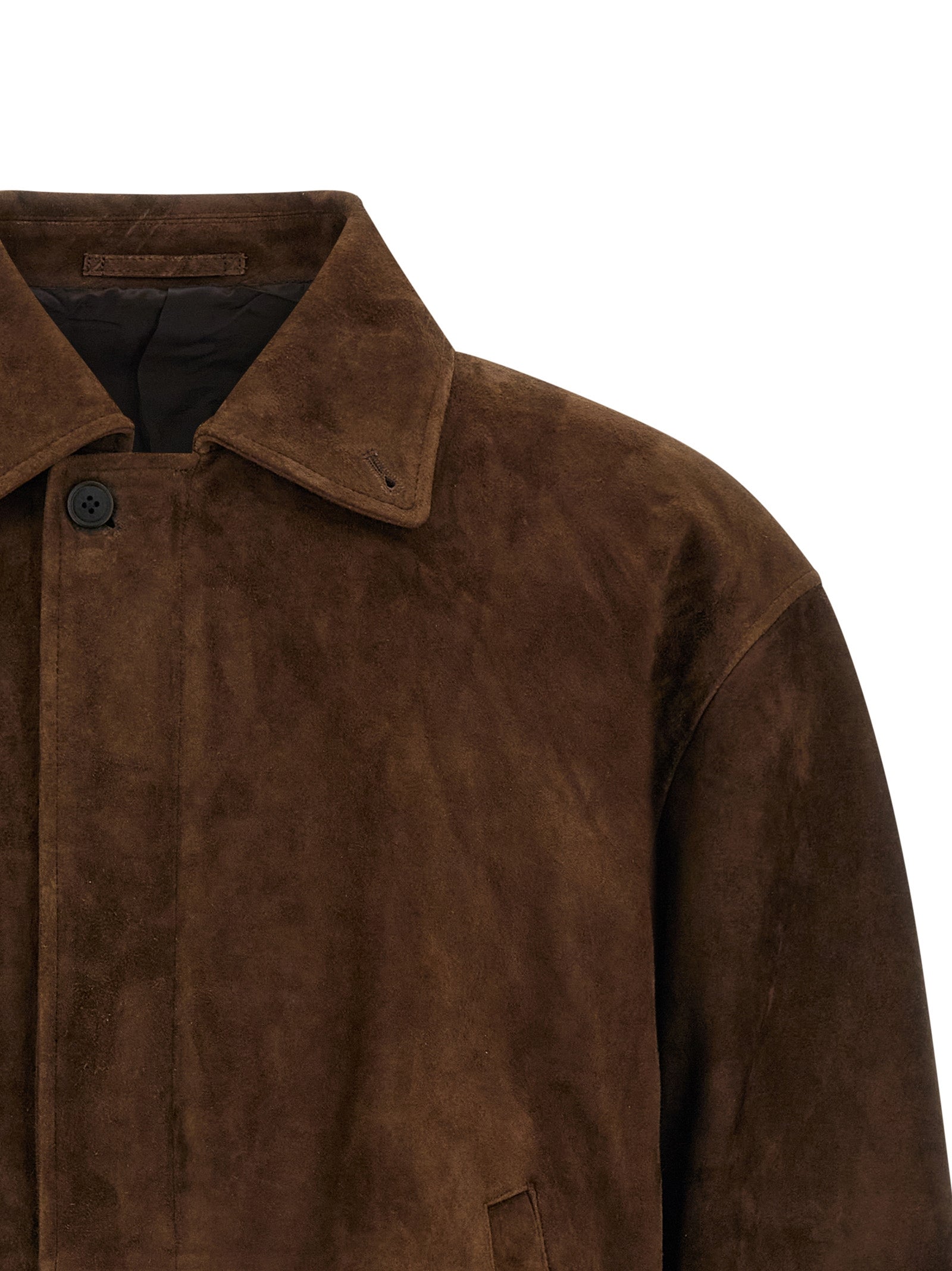 SSSTEIN Braune Ziegenleder-Jacke in voller Länge