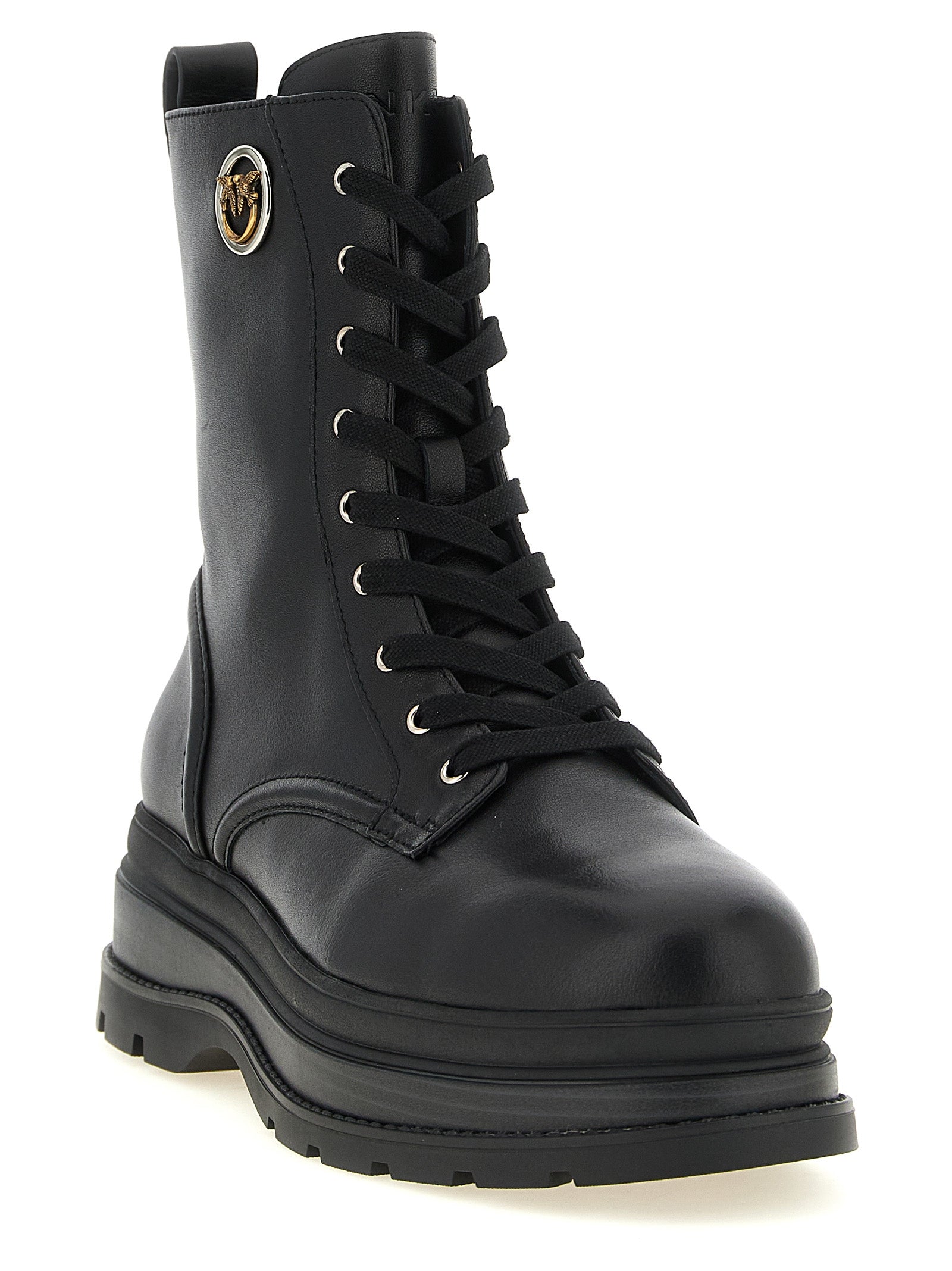 PINKO Schwarze Schnürstiefel aus Rindsleder