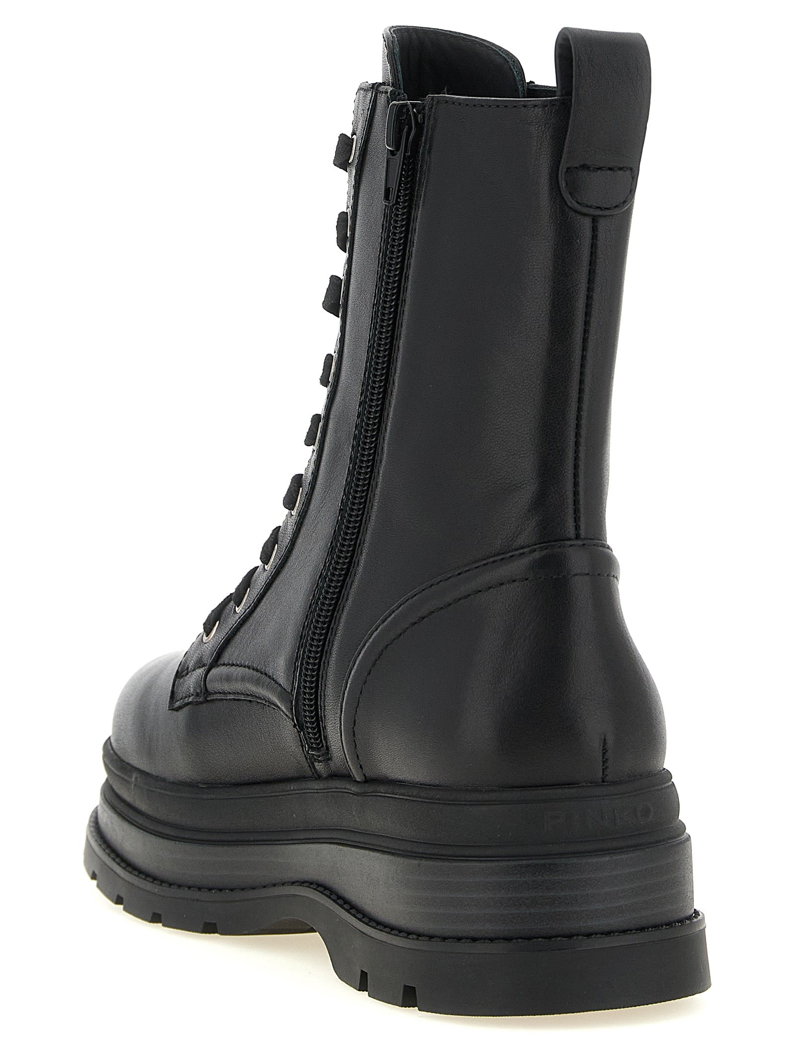 PINKO Schwarze Schnürstiefel aus Rindsleder