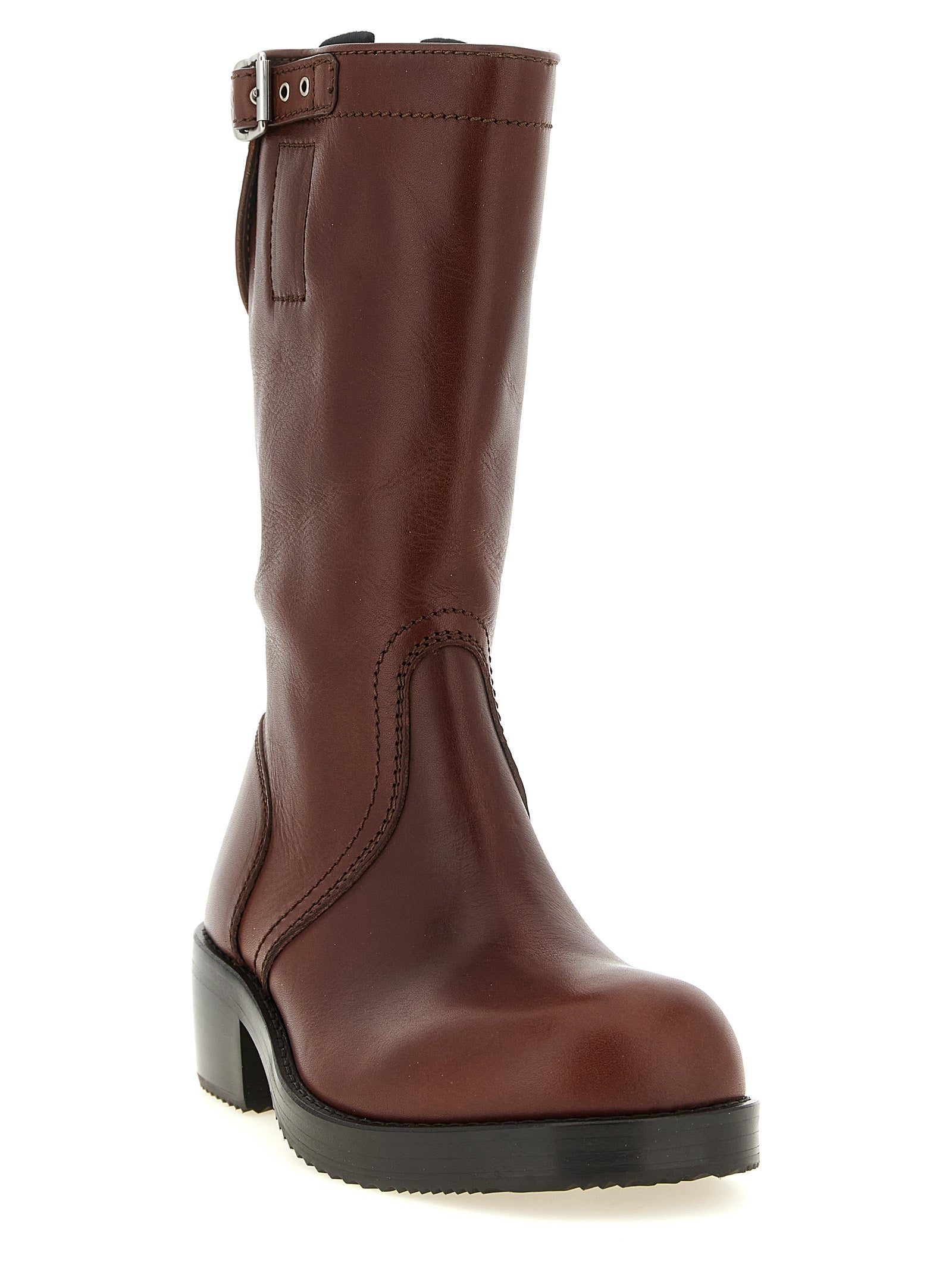 Dries Van Noten Braune Ankle Boots aus Rindsleder