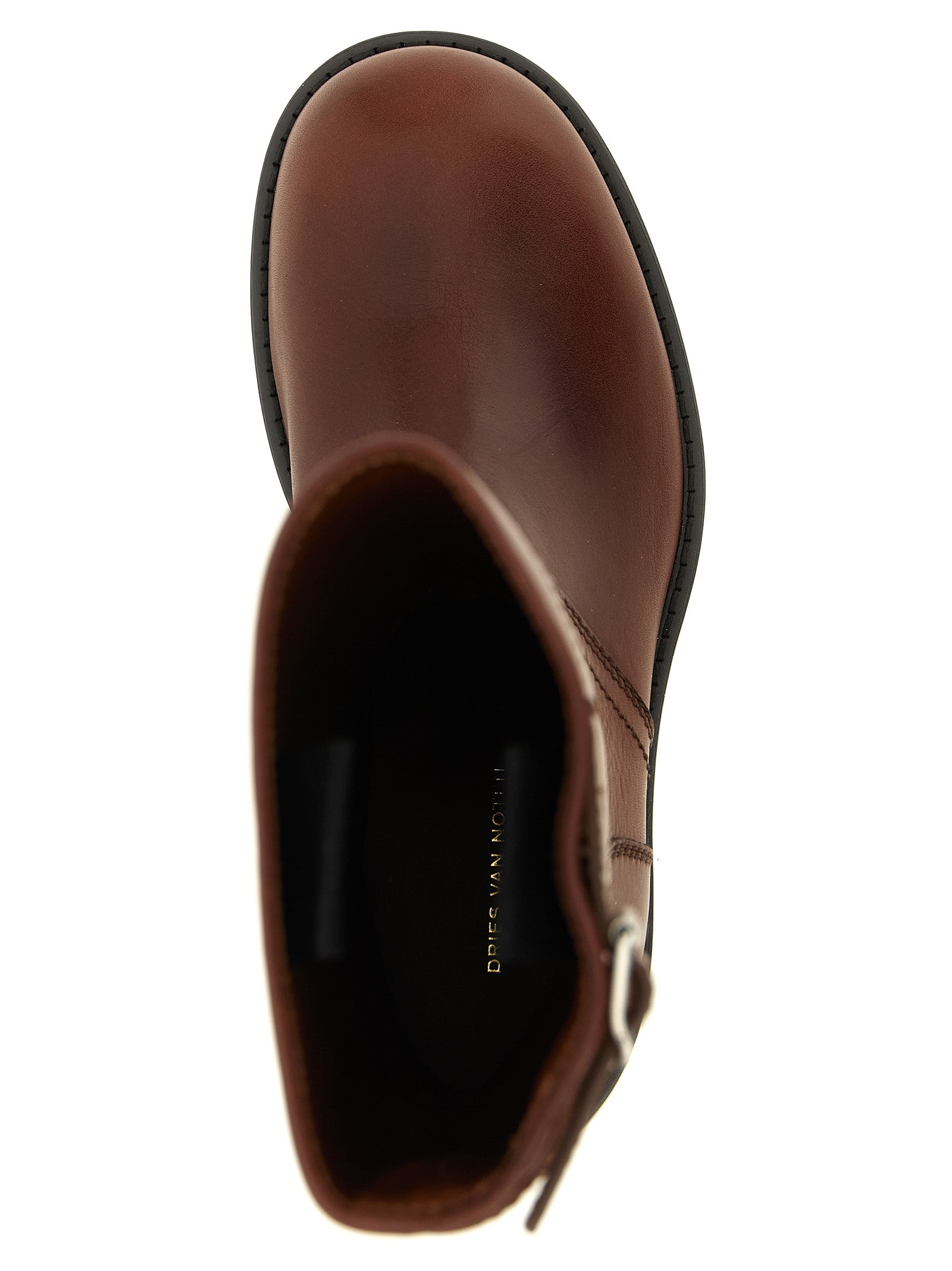 Dries Van Noten Braune Ankle Boots aus Rindsleder