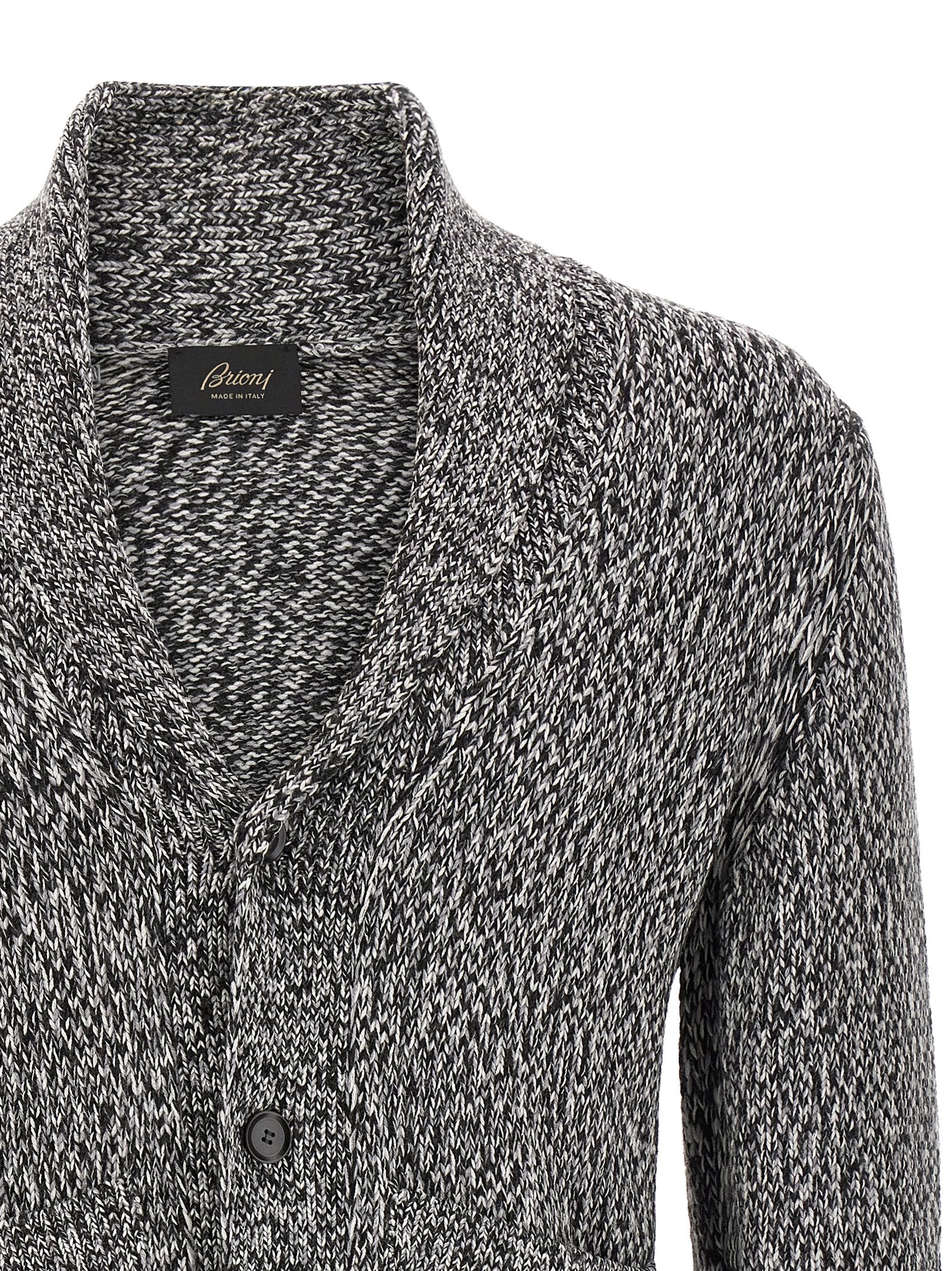 Brioni Zweifarbige Wollstrickjacke