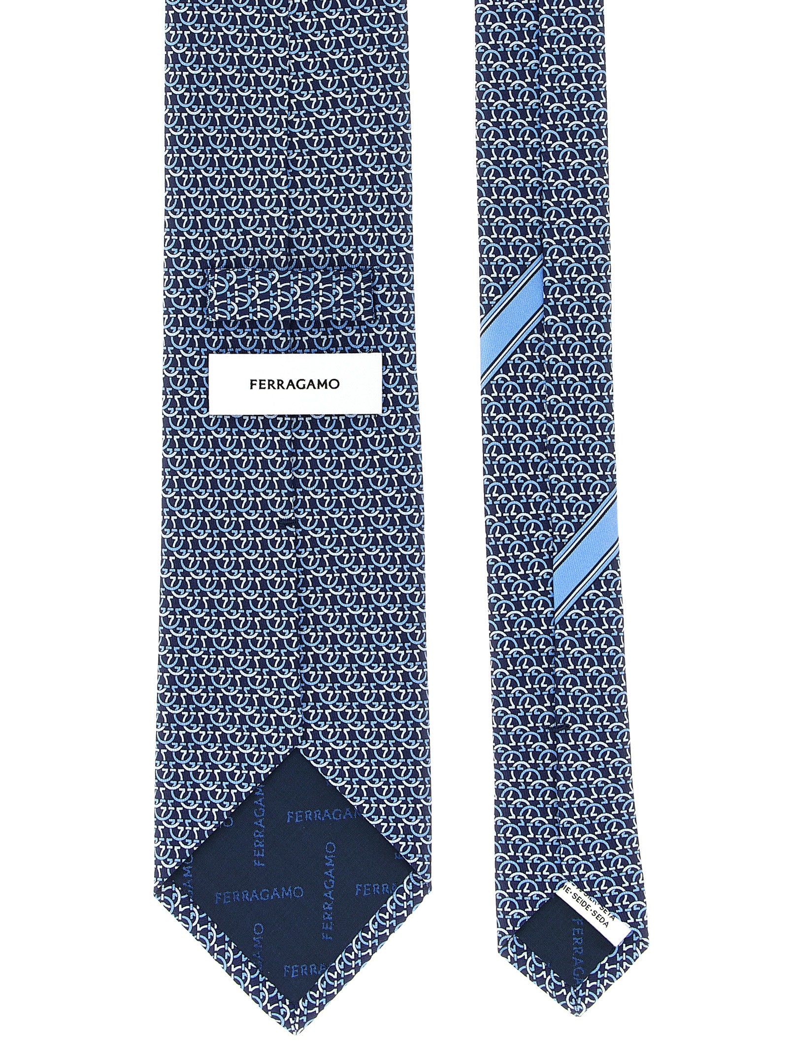 Ferragamo Blaues Seidenschal