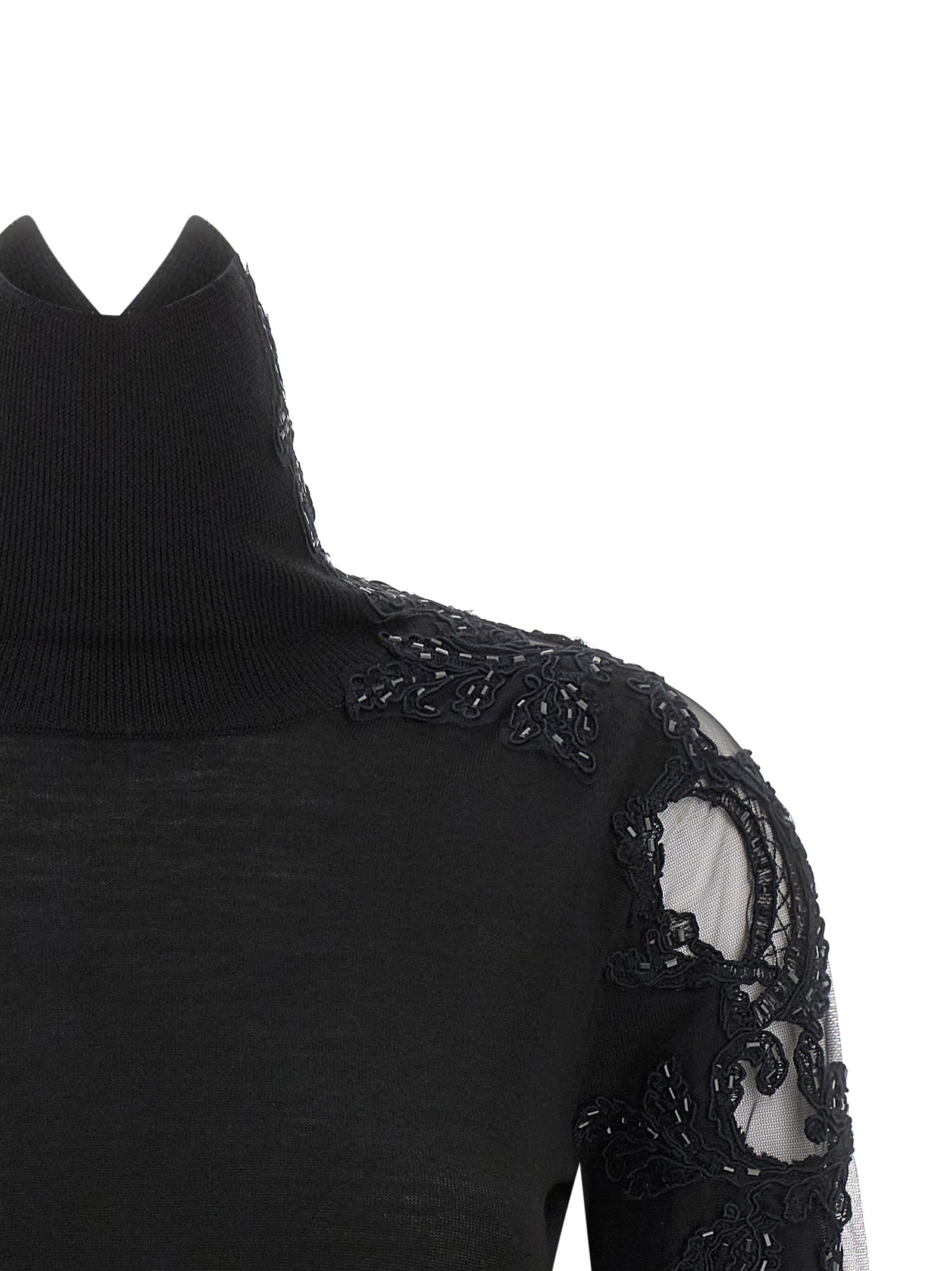 Ermanno Scervino Schwarzer Cardigan aus Schurwolle