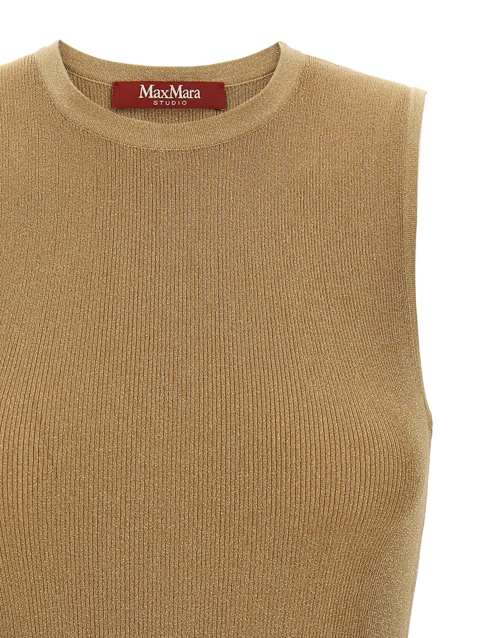 Max Mara Ärmelloses T-Shirt aus Polyamid in Gold