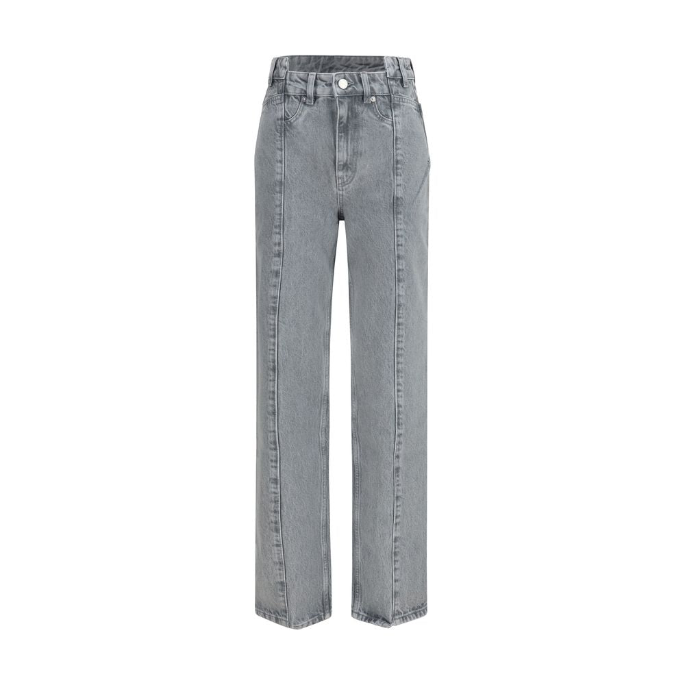 Ganni Graue Jeans aus Baumwolle im geraden Schnitt