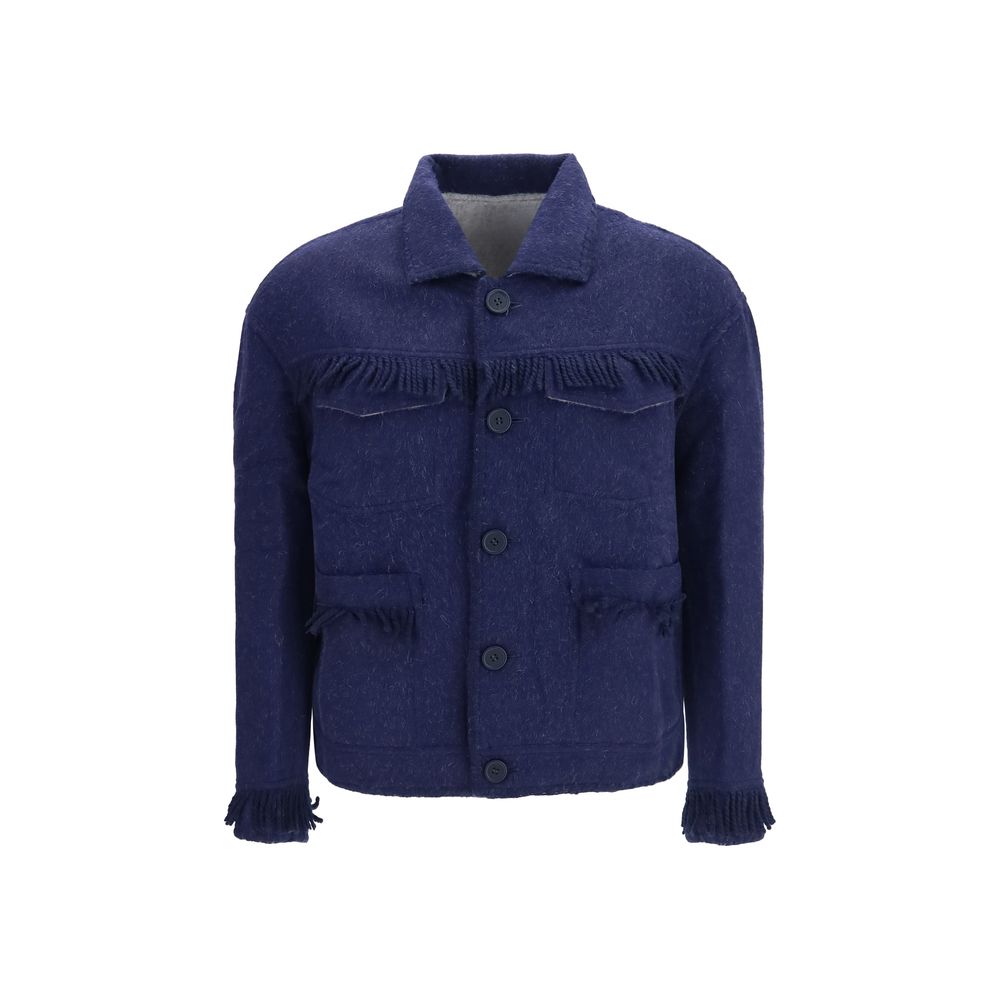 Baziszt Blaue Alpaka Vicugna Pacos Lang geschnittene Jacke