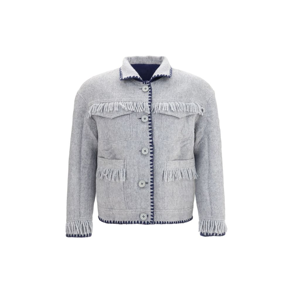Baziszt Blaue Alpaka Vicugna Pacos Lang geschnittene Jacke