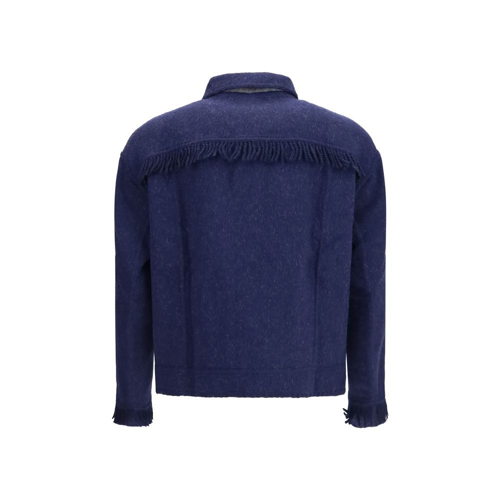 Baziszt Blaue Alpaka Vicugna Pacos Lang geschnittene Jacke