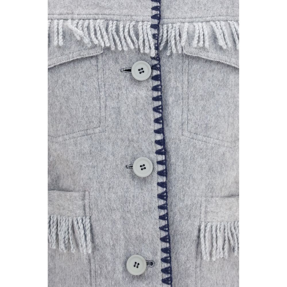 Baziszt Blaue Alpaka Vicugna Pacos Lang geschnittene Jacke